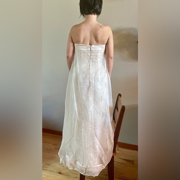 Designer Wedding Dress Gown Ivory Silk 12 No Train Strapless Bow NEW - Picture 15 of 15